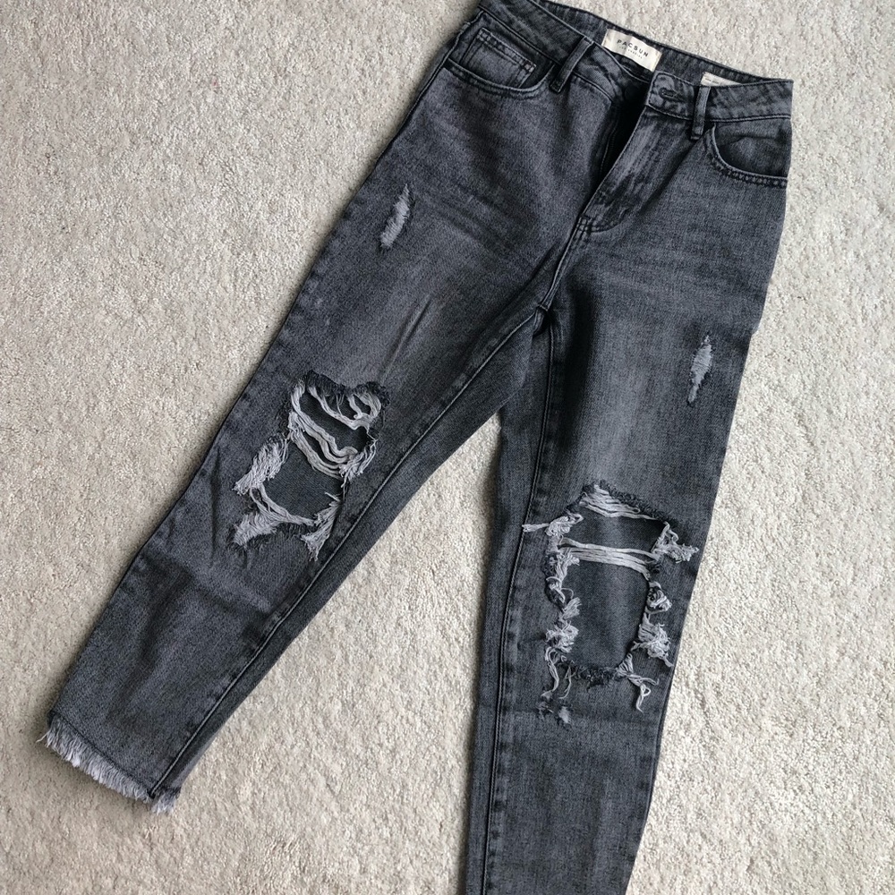 PacSun “Mom Jean” distressed grey